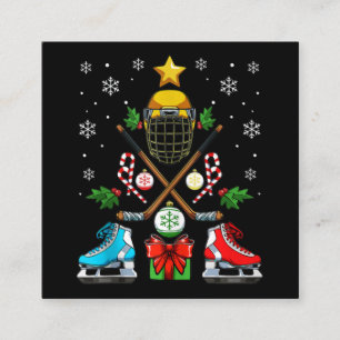 Tarjeta De Visita Cuadrada Divertido hockey sobre hielo Árbol de adornos navi