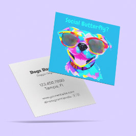 Tarjeta De Visita Cuadrada Divertidos perros Día fuera Personalizado Doggie D