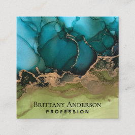 Tarjeta De Visita Cuadrada DIY Black Gold Blue Green