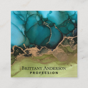 Tarjeta De Visita Cuadrada DIY Black Gold Blue Green