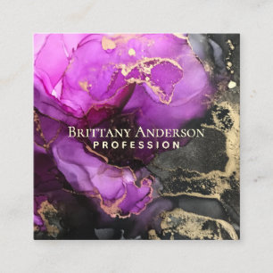 Tarjeta De Visita Cuadrada DIY Resumen Black Purple Gold 