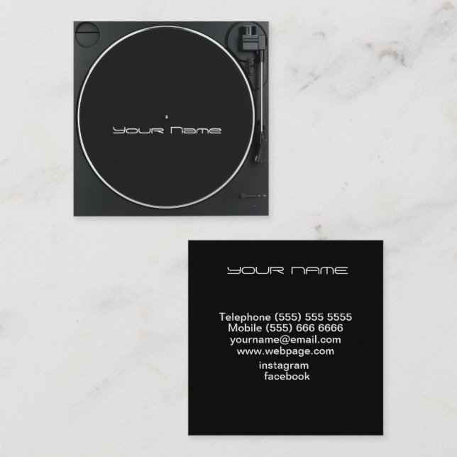 Tarjeta De Visita Cuadrada DJ  Business Card (Anverso / Reverso)