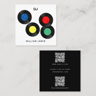 Tarjeta De Visita Cuadrada DJ de fiesta Deejay Disco de vinilo retro 2 código
