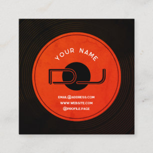Tarjeta De Visita Cuadrada DJ de placa de registro de vinilo