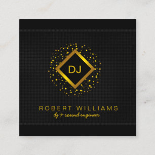 Tarjeta De Visita Cuadrada DJ Deejay Profesional Gold Faux Music Teacher