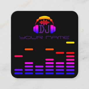Tarjeta De Visita Cuadrada DJ moderno diseña estilo negro del disco