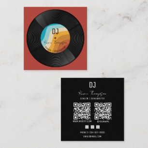 Tarjeta De Visita Cuadrada DJ retro de música moderna Músico de vinilo