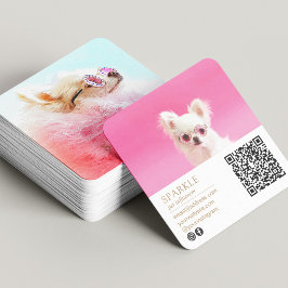 Tarjeta De Visita Cuadrada Doble Foto Personalizada Moderna QR Escaneable