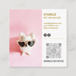 Tarjeta De Visita Cuadrada Doble foto QR en medios sociales personalizados