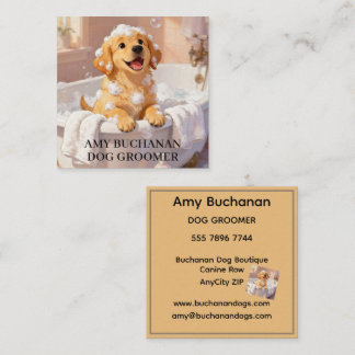 Tarjeta De Visita Cuadrada Dog Groomer Business Card