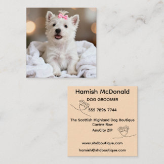 Tarjeta De Visita Cuadrada Dog Groomer Business Card