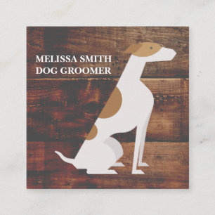 Tarjeta De Visita Cuadrada Dog Groomer Formador Paws Madera