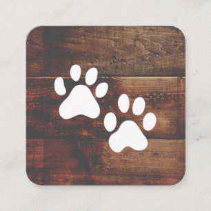 Tarjeta De Visita Cuadrada Dog Groomer Formador Paws Madera