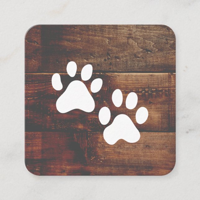 Tarjeta De Visita Cuadrada Dog Groomer | Formador | Paws | Madera (Anverso)