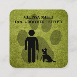 Tarjeta De Visita Cuadrada Dog Groomer   Formador   Paws   Turf