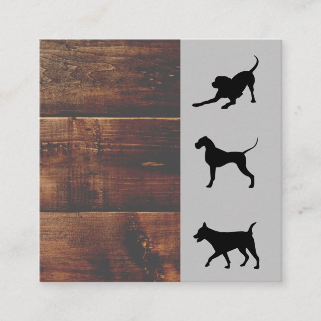 Tarjeta De Visita Cuadrada Dog Groomer | Formador | Perro Lover | Madera (Anverso)