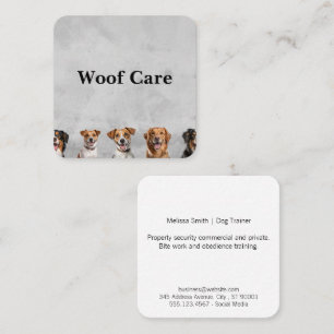 Tarjeta De Visita Cuadrada Dog Groomer   Formador   Raza de perro