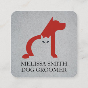 Tarjeta De Visita Cuadrada Dog Groomer   Refugio para animales   Icono de per
