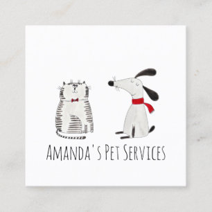 Tarjeta De Visita Cuadrada Dog Sitter Mascota Servicio Grooming Cute Sweet