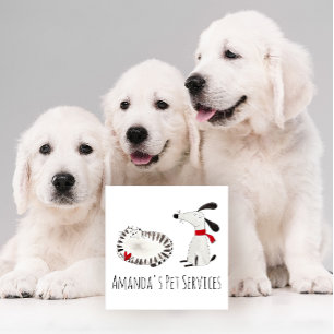 Tarjeta De Visita Cuadrada Dog Sitter Mascota Servicio Grooming Cute Sweet