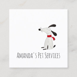 Tarjeta De Visita Cuadrada Dog Sitter Mascota Servicios Grooming Cuidad Blanc