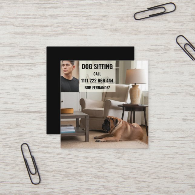 Tarjeta De Visita Cuadrada Dog Sitter Service (Anverso/Reverso In Situ)