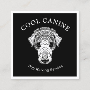 Tarjeta De Visita Cuadrada Dog Walker Guay Black White Business Card