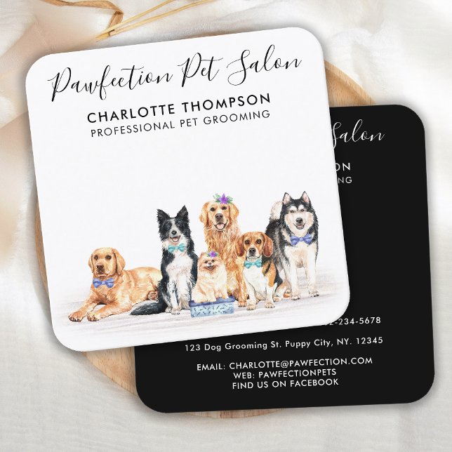 Tarjeta De Visita Cuadrada Dog Walker Mascota Sitter Groomer Código QR profes (Subido por el creador)