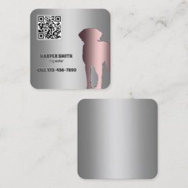 Tarjeta De Visita Cuadrada Dog Walker Personalizado QR