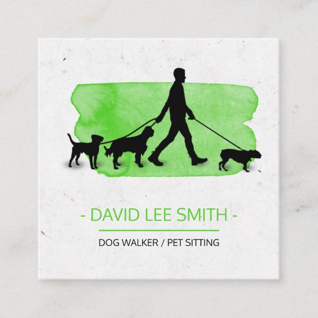 Tarjeta De Visita Cuadrada Dog walker / Pet Care Sitting (Anverso)