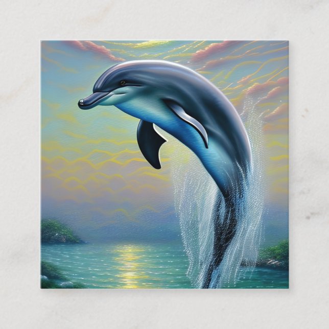 Tarjeta De Visita Cuadrada Dolphin Art (Anverso)