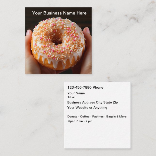 Tarjeta De Visita Cuadrada Donut And Coffee Shop Business Cards (Anverso / Reverso)