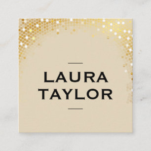 Tarjeta De Visita Cuadrada Dorado Sequin Beige Black