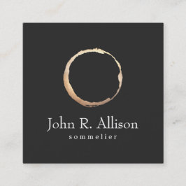Tarjeta De Visita Cuadrada Dorado Wine Stain Sommelier Black