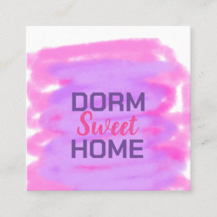 Tarjeta De Visita Cuadrada Dorm dulce dorm color púrpura rosa acuarela texto