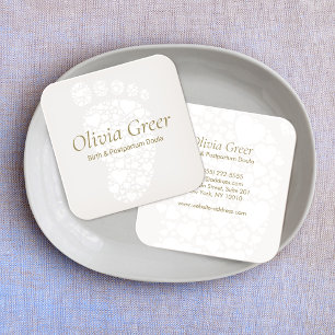 Tarjeta De Visita Cuadrada Doula Birth Coach Midwife Infant Foot