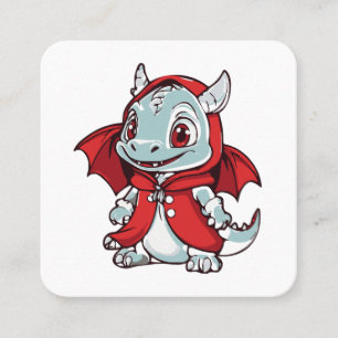 Tarjeta De Visita Cuadrada Dragón Albino en Rojo