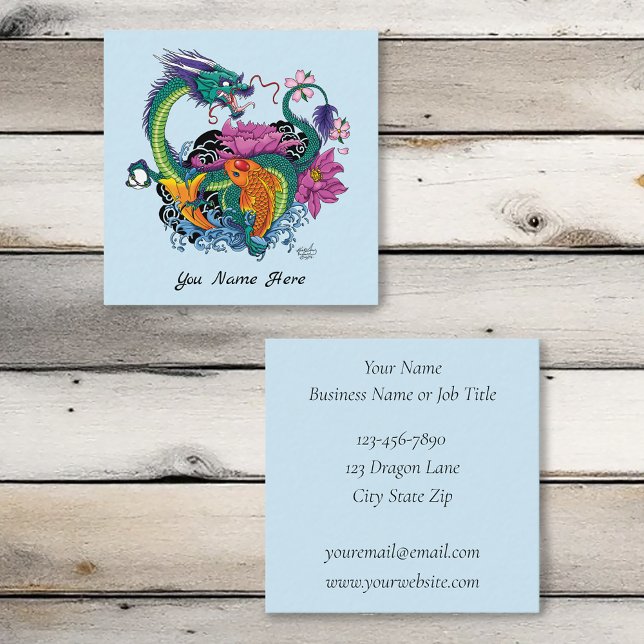 Tarjeta De Visita Cuadrada Dragón de agua chino Koi Fish (Subido por el creador)