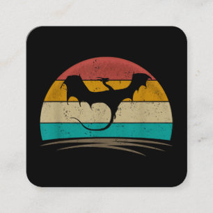 Tarjeta De Visita Cuadrada Dragón de Dragón Retro de Camisas Dragónicas Mític