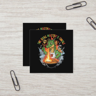 Tarjeta De Visita Cuadrada Dragón Divertido Maestro de la Parrilla BBQ & Cari