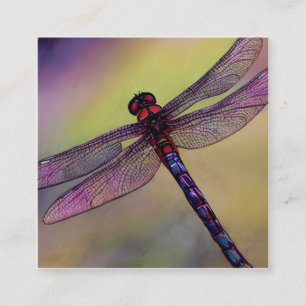 Tarjeta De Visita Cuadrada Dragonflies de acuarela o libellulas en francés