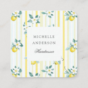 Tarjeta De Visita Cuadrada Ducha Nupcial Floral Vintage Shabby Chic Limón