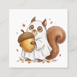 Tarjeta De Visita Cuadrada Dulce Ardilla Fantasma de Halloween Favor Personal