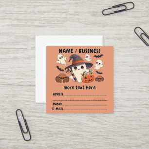 Tarjeta De Visita Cuadrada Dulce Fantasma de Halloween en Estilo Kawaii