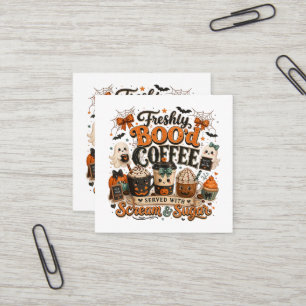 Tarjeta De Visita Cuadrada Dulce Fantasma Espeluznante Amante Del Café Hallow