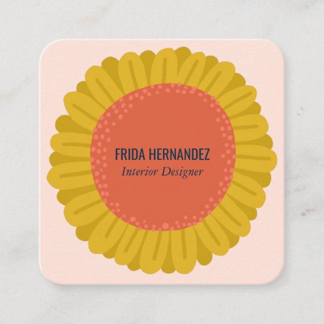 Tarjeta De Visita Cuadrada Dulce girasol Daisy Flowers PERSONALIZAR IT (Anverso)