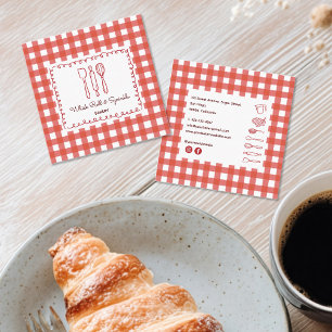 Tarjeta De Visita Cuadrada Dulce pastelería moderna granja a cuadros