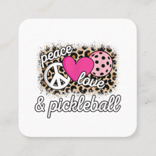 Tarjeta De Visita Cuadrada Dulce Paz Amor Jugador de Pickleball Divertido Pic