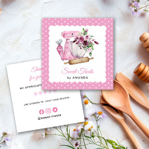 Tarjeta De Visita Cuadrada Dulces Regalos Rosa Gracias