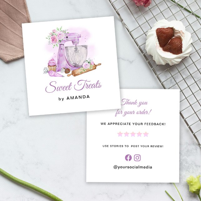 Tarjeta De Visita Cuadrada Dulces tratamientos Purple Gracias (Subido por el creador)